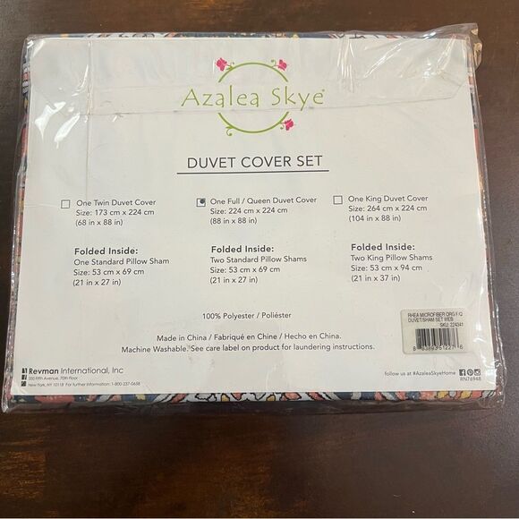 AZALEA SKYE FULL/QUEEN RHEA MICROFIBER DUVET SHAM COVER SET 88" X 88" - Picture 7 of 8